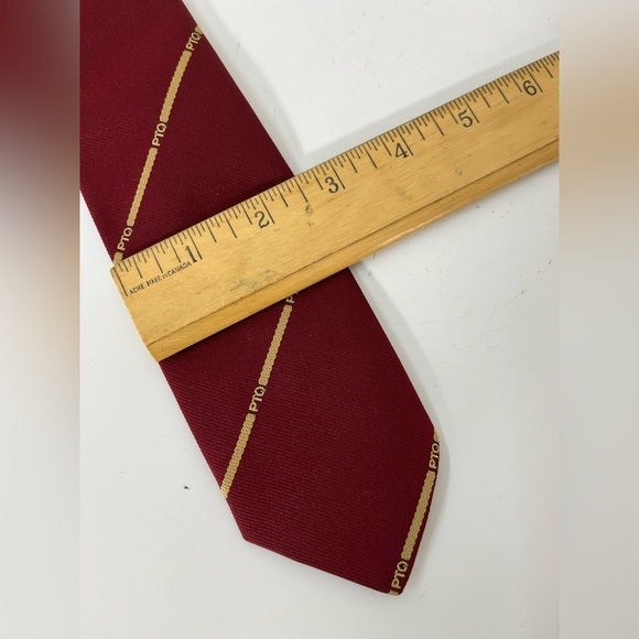 Vintage Vogue Club Ties PTQ Australia Burgundy Red Tie Mens Necktie Neck Tie - Picture 5 of 5
